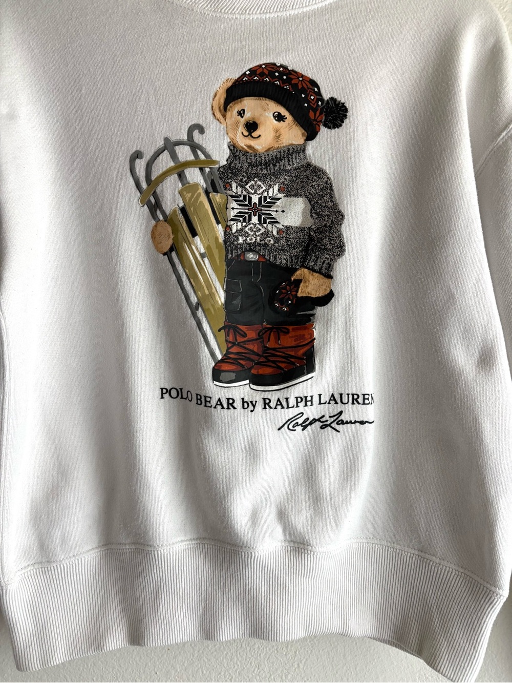 Polo Ralph Lauren Sled Polo Bear Sweatshirt White Size Medium - Picture 2 of 10